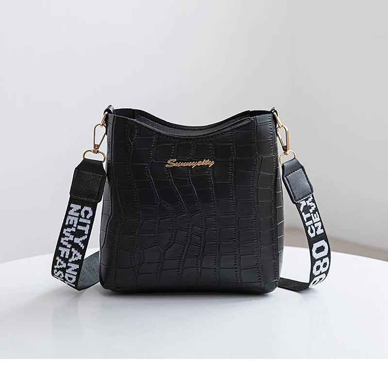 Crocodile Messenger Bags For Women Luxury High Quality Ladies Handbags Bucket Bag Pu Leather Crossbody Shoulder Bag Female - Slobuy