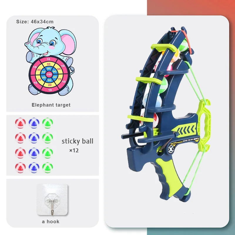 Dinosaur Sticky Ball Bow Target Dartboard Elephant Educational Toy Kids Slingshot Play Arrow Toy Set Children Outdoor Game Toys - Slobuy