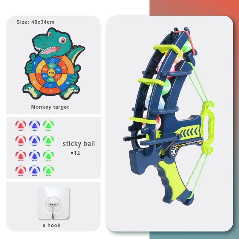 Dinosaur Sticky Ball Bow Target Dartboard Elephant Educational Toy Kids Slingshot Play Arrow Toy Set Children Outdoor Game Toys - Slobuy