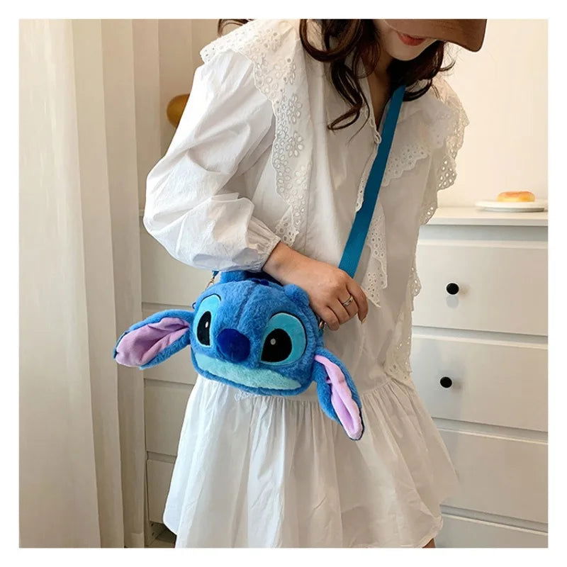 Disney New Lilo & Stitch Plush Toys Kawaii Plush Messenger Bag Girl Handbag Anime Stuffed Toys Children Cartoon Plushie Soft Bag - Slobuy