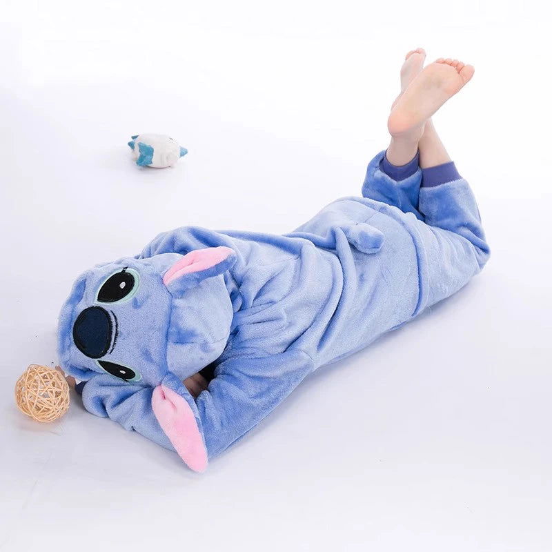 Disney Stitch Costumes Women Stitch Cosplay Jumpsuit for Adults Cute Hooded Pajamas Onesie Halloween Costumes Women Men - Slobuy