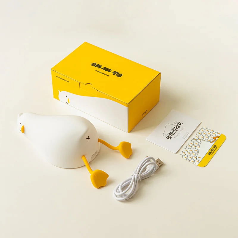 Duck Rechargeable LED Night Light Pat Silicone Lamp Bedside Cartoon Cute Children Nightlights for Home Room Decor Birthday Gift - Slobuy