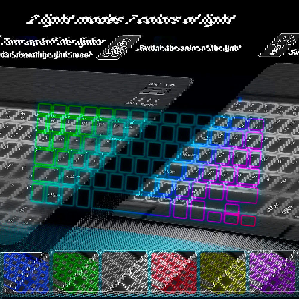 EMTRA Backlit Backlight Bluetooth Keyboard Mouse For IOS Android Windows For iPad Portuguese keyboard Spanish keyboard and Mouse - Slobuy