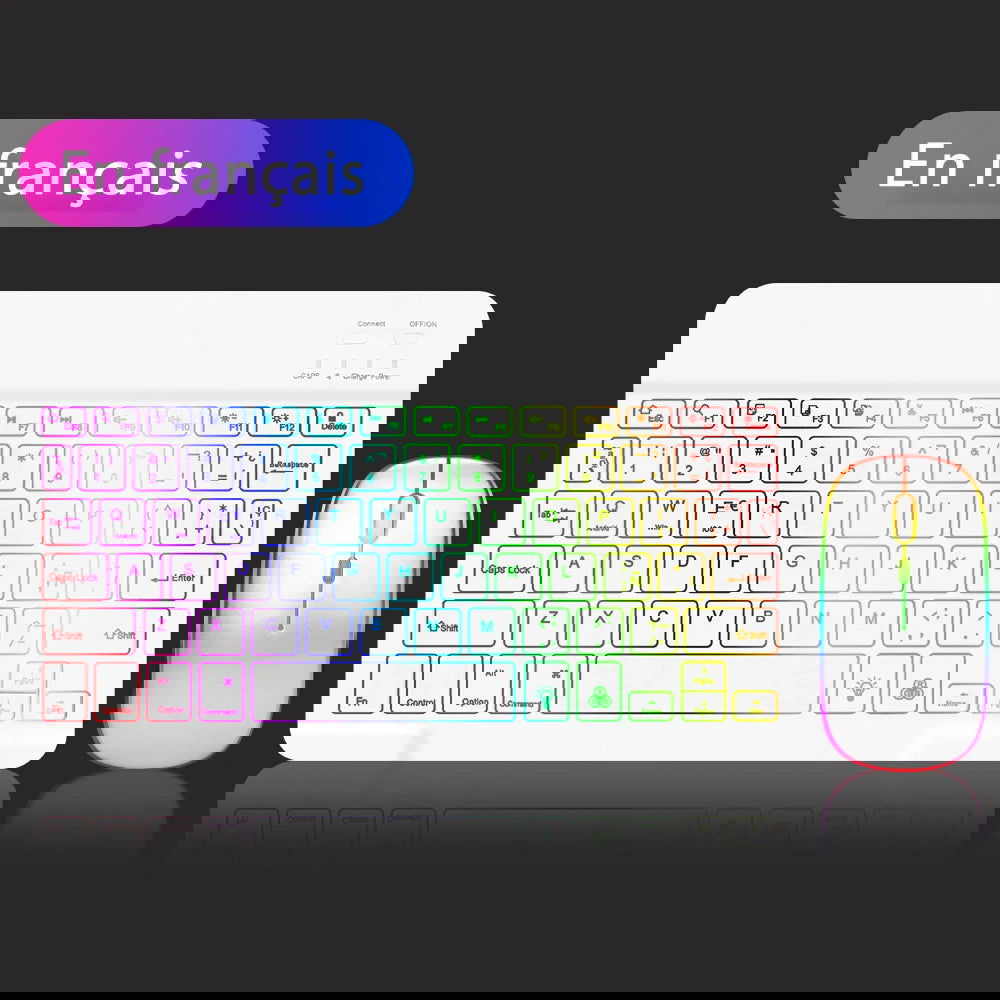 EMTRA Backlit Backlight Bluetooth Keyboard Mouse For IOS Android Windows For iPad Portuguese keyboard Spanish keyboard and Mouse - Slobuy