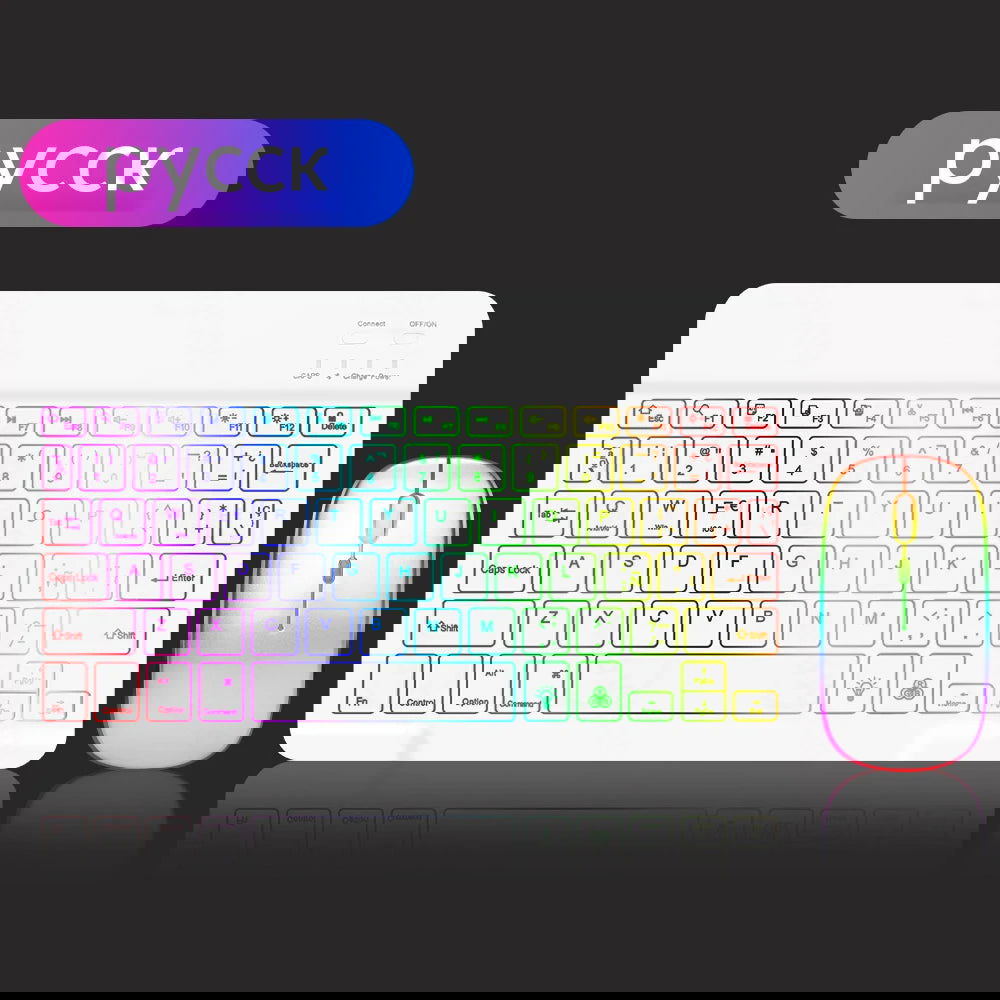 EMTRA Backlit Backlight Bluetooth Keyboard Mouse For IOS Android Windows For iPad Portuguese keyboard Spanish keyboard and Mouse - Slobuy