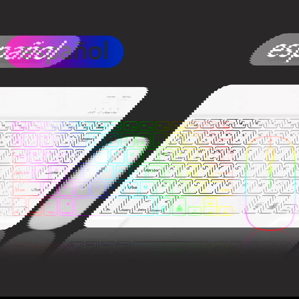 EMTRA Backlit Backlight Bluetooth Keyboard Mouse For IOS Android Windows For iPad Portuguese keyboard Spanish keyboard and Mouse - Slobuy