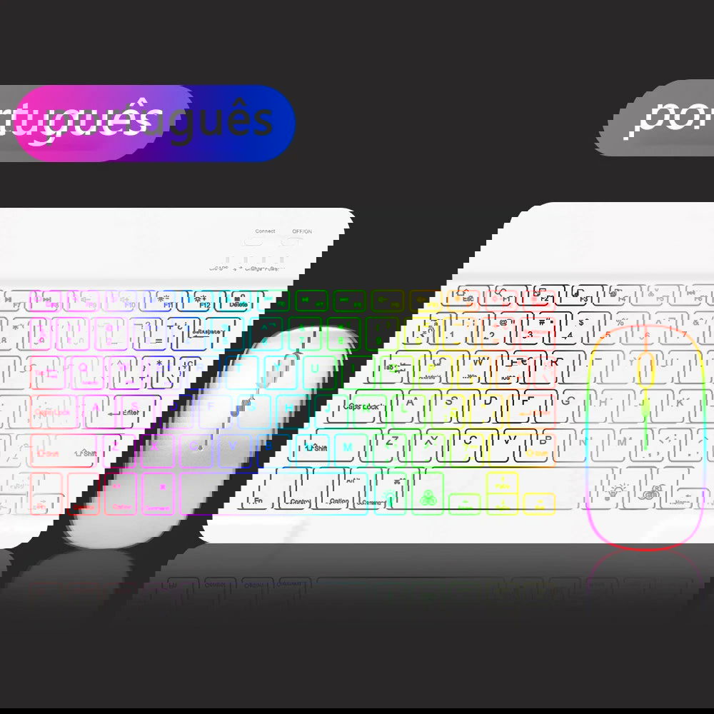 EMTRA Backlit Backlight Bluetooth Keyboard Mouse For IOS Android Windows For iPad Portuguese keyboard Spanish keyboard and Mouse - Slobuy