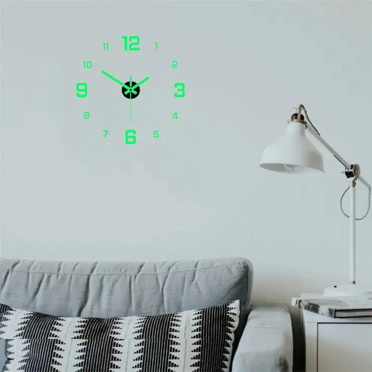 EW Creative Simple Luminous Digital Clock European Style DIY Silent Wall Clock Study Living Room Punch-Free Wall Sticker Clock - Slobuy