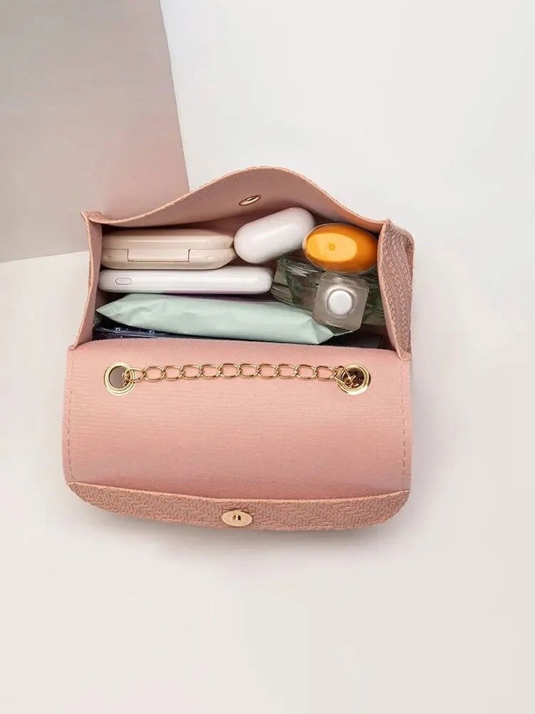 Embossing Chain Square Bag PU Leather Large Capacity Shoulder Crossbody Cell Phone Bag for Women - Slobuy
