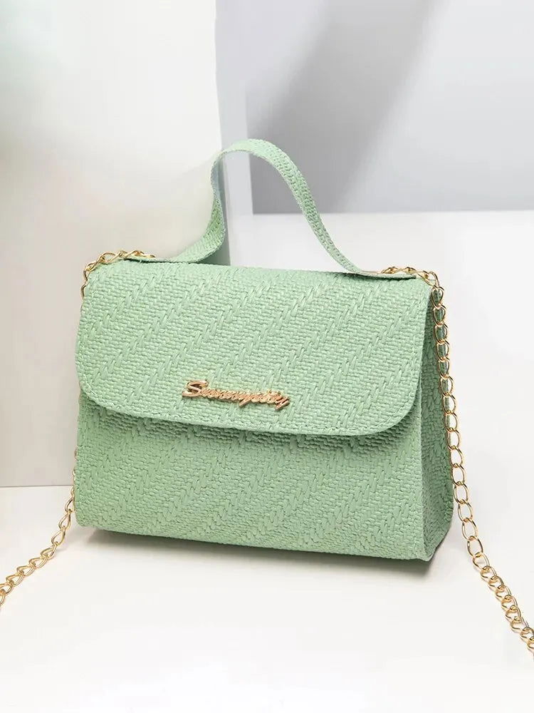 Embossing Chain Square Bag PU Leather Large Capacity Shoulder Crossbody Cell Phone Bag for Women - Slobuy