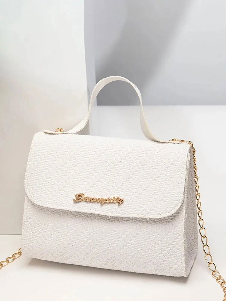 Embossing Chain Square Bag PU Leather Large Capacity Shoulder Crossbody Cell Phone Bag for Women - Slobuy
