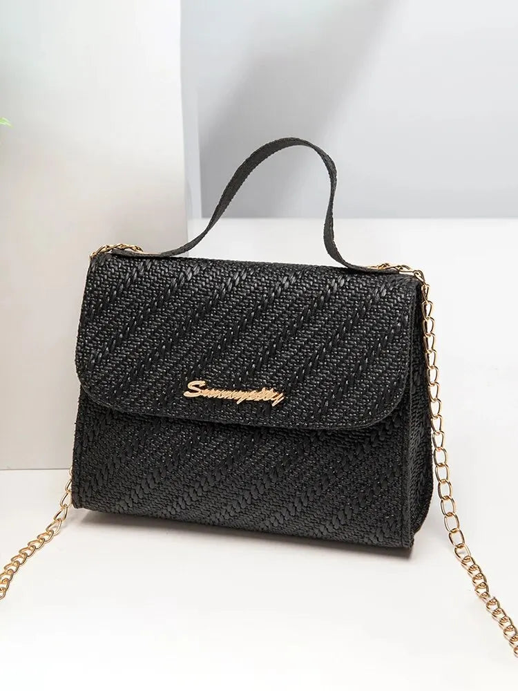 Embossing Chain Square Bag PU Leather Large Capacity Shoulder Crossbody Cell Phone Bag for Women - Slobuy