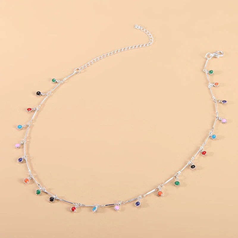 Fashion Simple Candy Color Tassel Necklace for Women Aesthetic All-match Pendant Jewelry Choker Neck Accessories Gift Chain - Slobuy