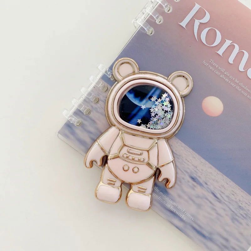 Foldable Desktop Bracket Kawaii Cartoon Stand Cute Liquid Quicksand Astronaut Stand Holder Phone Holder Desk Accessories - Slobuy