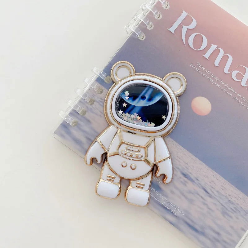 Foldable Desktop Bracket Kawaii Cartoon Stand Cute Liquid Quicksand Astronaut Stand Holder Phone Holder Desk Accessories - Slobuy