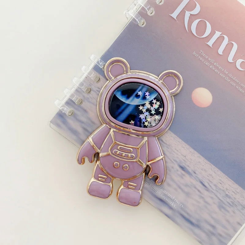 Foldable Desktop Bracket Kawaii Cartoon Stand Cute Liquid Quicksand Astronaut Stand Holder Phone Holder Desk Accessories - Slobuy