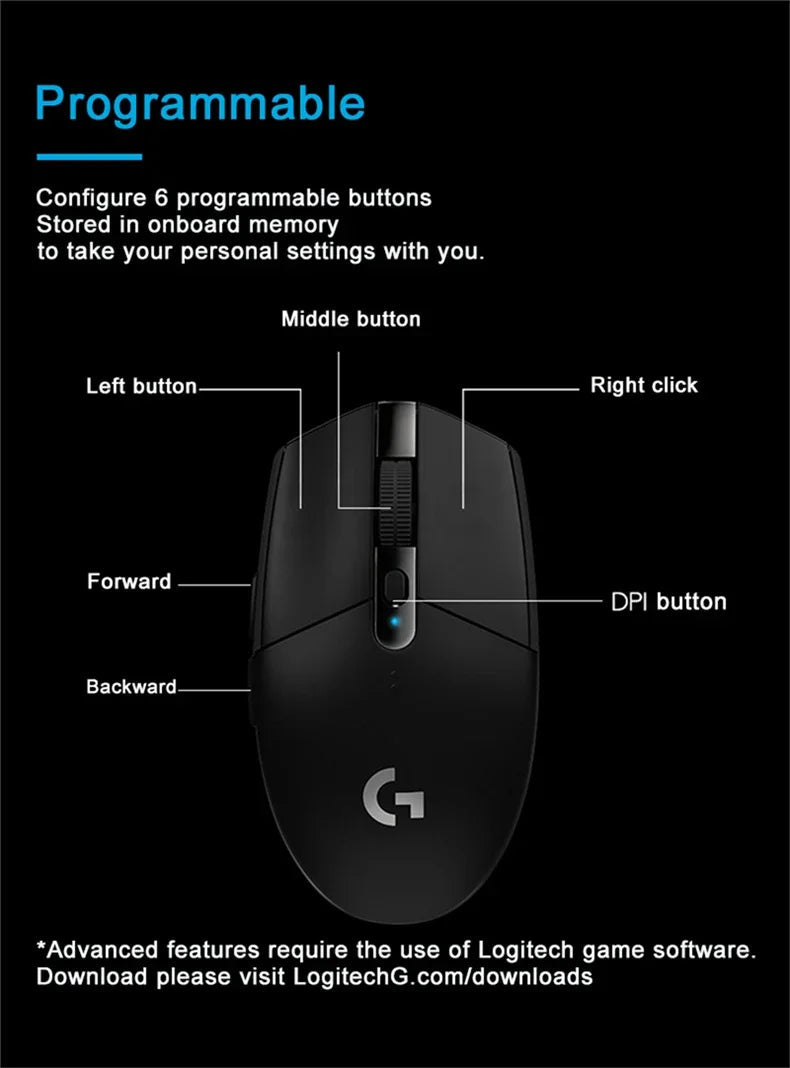 Logitech G304/G102 LIGHTSPEED Wireless Gaming Mouse 12000 DPI Wireless Mouse Laptop Accessories No Driver Version - Slobuy
