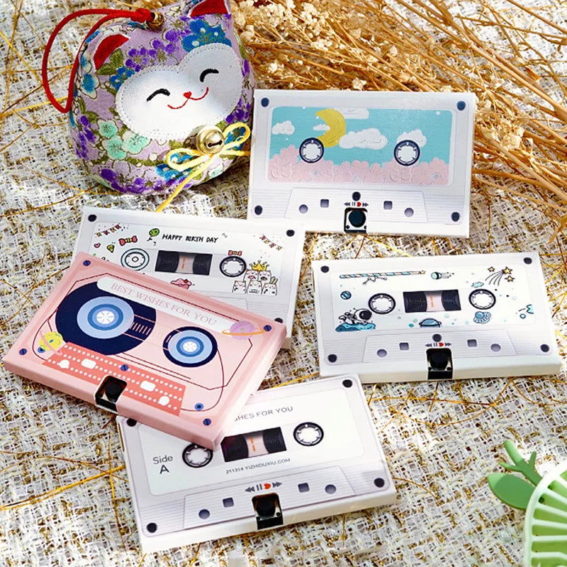 Greeting Post Card Birthday Gifts DIY Recordable 30 Seconds Voice Audio Cassette Shape Self-made Party Invitation Thank You Card - Slobuy