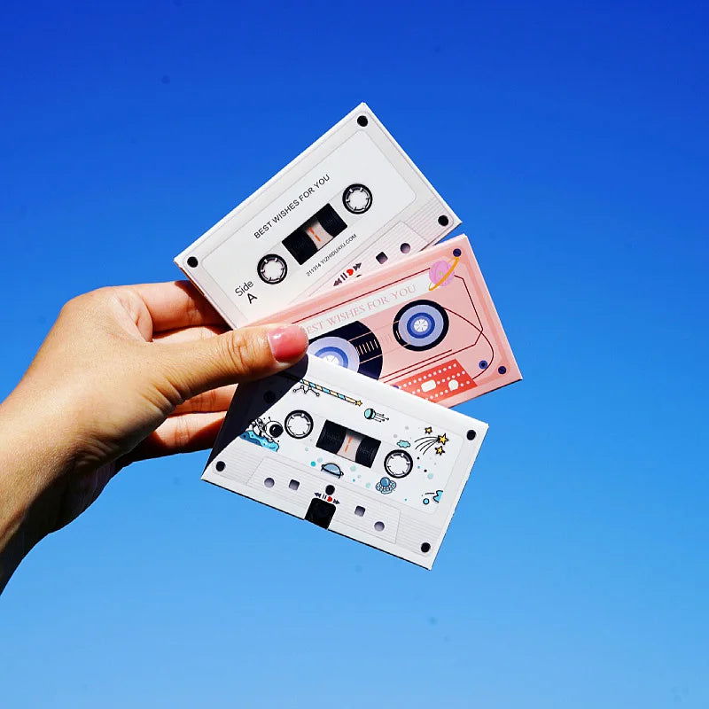 Greeting Post Card Birthday Gifts DIY Recordable 30 Seconds Voice Audio Cassette Shape Self-made Party Invitation Thank You Card - Slobuy