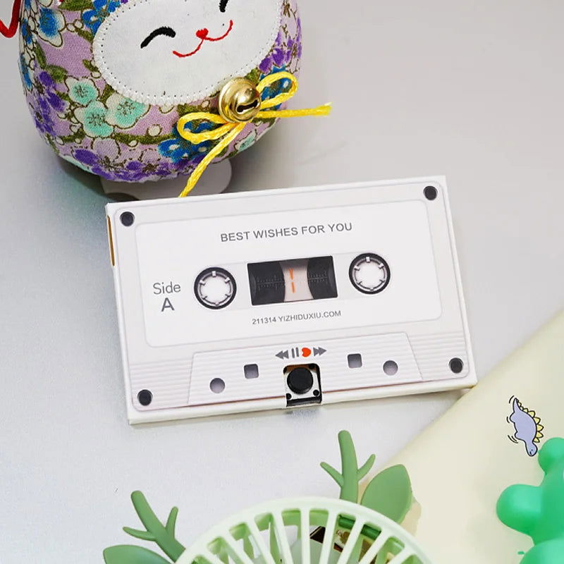 Greeting Post Card Birthday Gifts DIY Recordable 30 Seconds Voice Audio Cassette Shape Self-made Party Invitation Thank You Card - Slobuy
