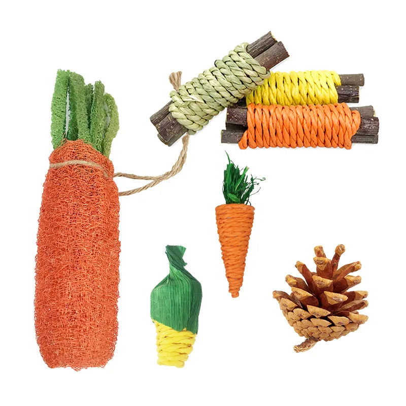 Hamster Guinea Chinchillas Tooth Cleaning Toy Small Animal Chew Toys Bundle For Bunny Molar Grinding Toys Rabbit Accessories - Slobuy
