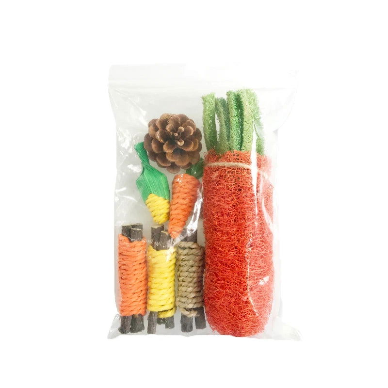 Hamster Guinea Chinchillas Tooth Cleaning Toy Small Animal Chew Toys Bundle For Bunny Molar Grinding Toys Rabbit Accessories - Slobuy