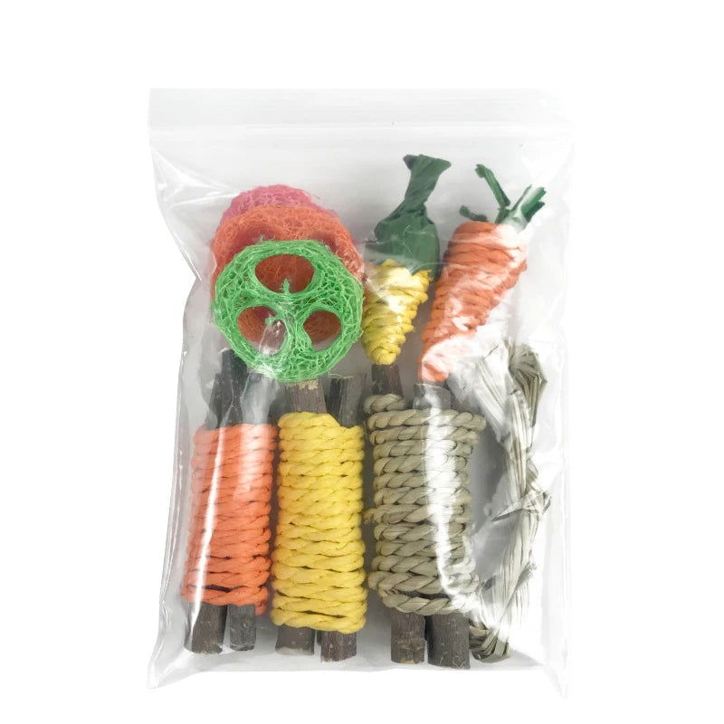 Hamster Guinea Chinchillas Tooth Cleaning Toy Small Animal Chew Toys Bundle For Bunny Molar Grinding Toys Rabbit Accessories - Slobuy