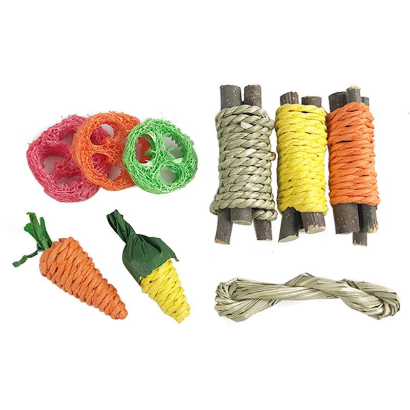 Hamster Guinea Chinchillas Tooth Cleaning Toy Small Animal Chew Toys Bundle For Bunny Molar Grinding Toys Rabbit Accessories - Slobuy