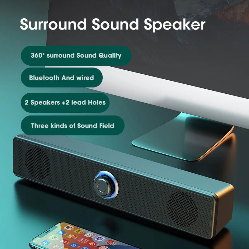 Home Theater Sound System Bluetooth Speaker 4D Surround Soundbar Computer Speaker For TV Soundbar Box Subwoofer Stereo Music Box - Slobuy