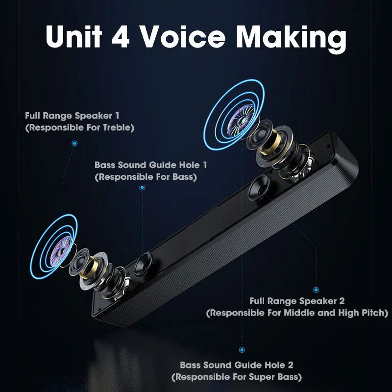 Home Theater Sound System Bluetooth Speaker 4D Surround Soundbar Computer Speaker For TV Soundbar Box Subwoofer Stereo Music Box - Slobuy