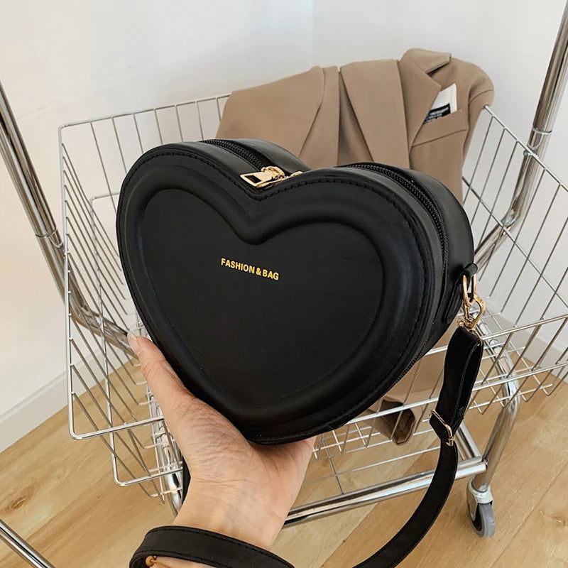 Hot Sale Heart Shape Crossbody Bags For Women Solid Pu Leather Shoulder Bags Fashion Handbags - Slobuy