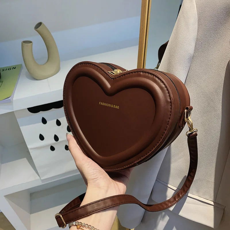 Hot Sale Heart Shape Crossbody Bags For Women Solid Pu Leather Shoulder Bags Fashion Handbags - Slobuy