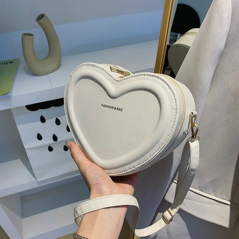 Hot Sale Heart Shape Crossbody Bags For Women Solid Pu Leather Shoulder Bags Fashion Handbags - Slobuy