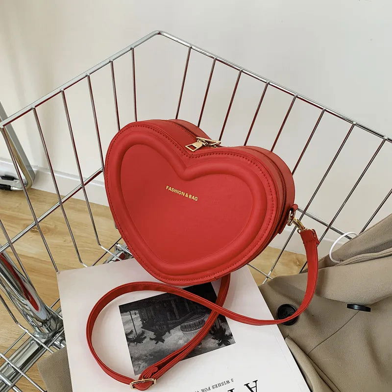 Hot Sale Heart Shape Crossbody Bags For Women Solid Pu Leather Shoulder Bags Fashion Handbags - Slobuy