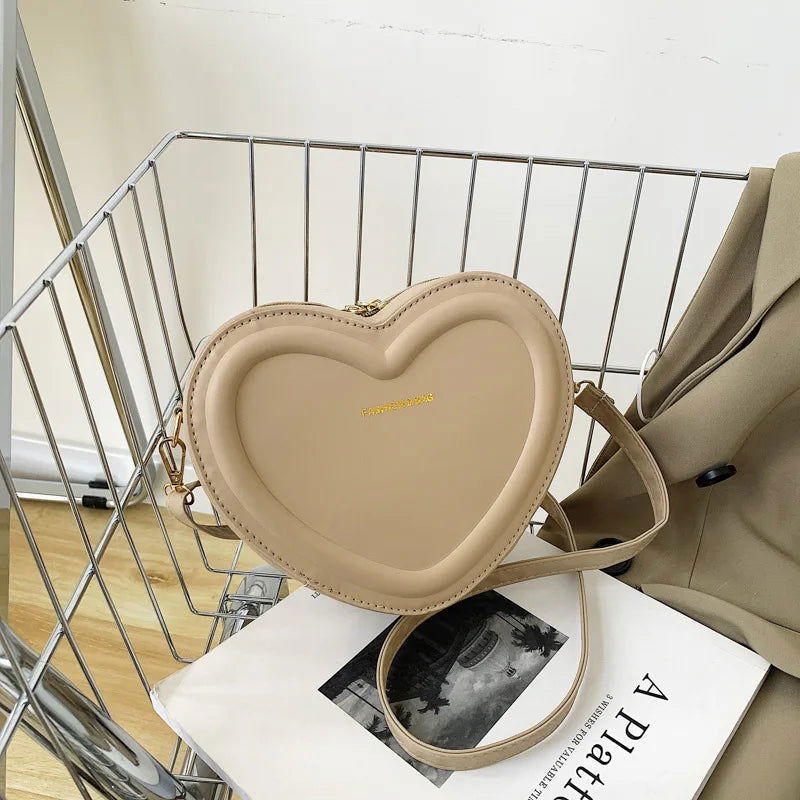 Hot Sale Heart Shape Crossbody Bags For Women Solid Pu Leather Shoulder Bags Fashion Handbags - Slobuy