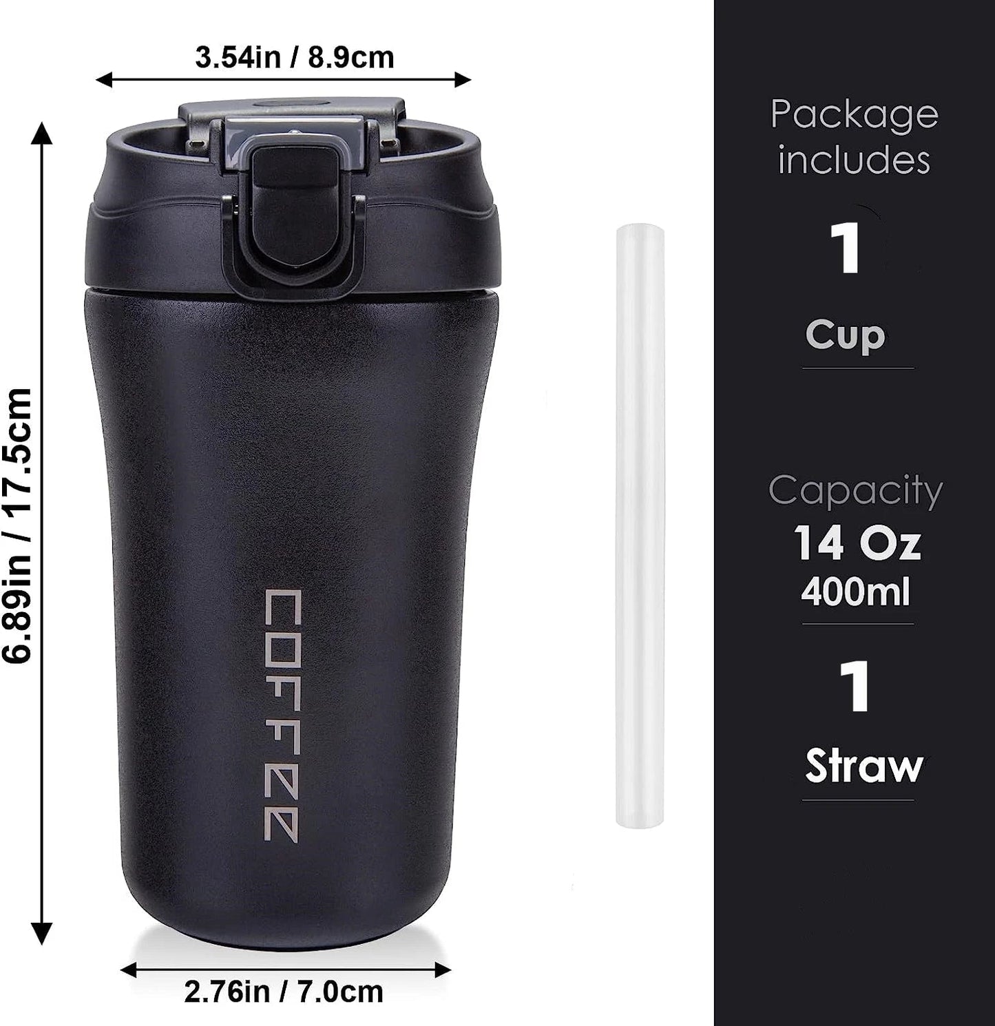 Travel Coffee Mug Vacuum Insulated Bottle Spill Proof with Lid Straw Reusable Tumbler Keep Hot/Ice Coffee Tea Car Thermos Cup - Slobuy