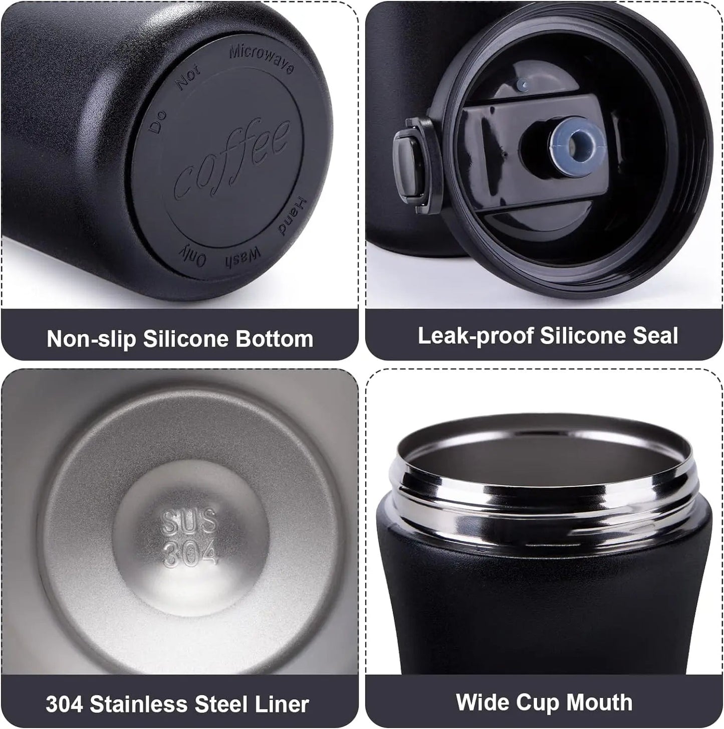 Travel Coffee Mug Vacuum Insulated Bottle Spill Proof with Lid Straw Reusable Tumbler Keep Hot/Ice Coffee Tea Car Thermos Cup - Slobuy