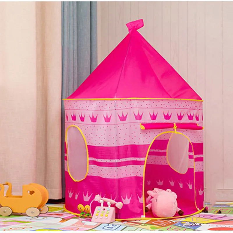 Infant Toddler Folding Tents Portable Castle Kids Pink Blue Play House Camping Toys Birthday Christmas Outdoor Gifts Room Decor - Slobuy