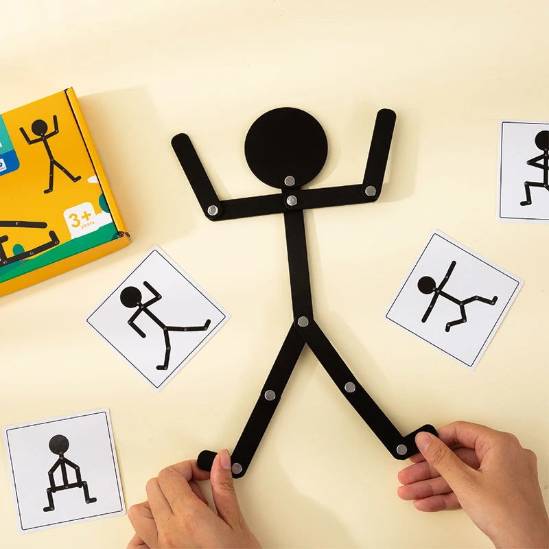 Kids Montessori Educational Wooden Stick Men Puzzle Game Kids Hand Skill Fine Motor Training Assemble Toys For Baby Imagination - Slobuy