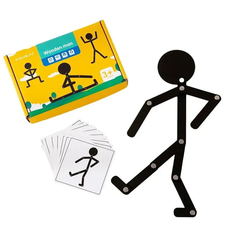 Kids Montessori Educational Wooden Stick Men Puzzle Game Kids Hand Skill Fine Motor Training Assemble Toys For Baby Imagination - Slobuy