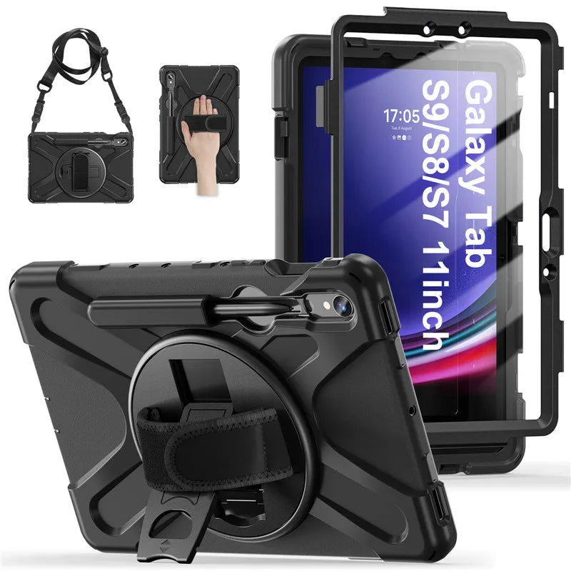 Kids Shockproof Tablet Cover For Samsung Galaxy Tab S9 S8 Ultra 14.6 S7 11" Plus FE 12.4 Inch Case Handle Shoulder Strap Funda - Slobuy
