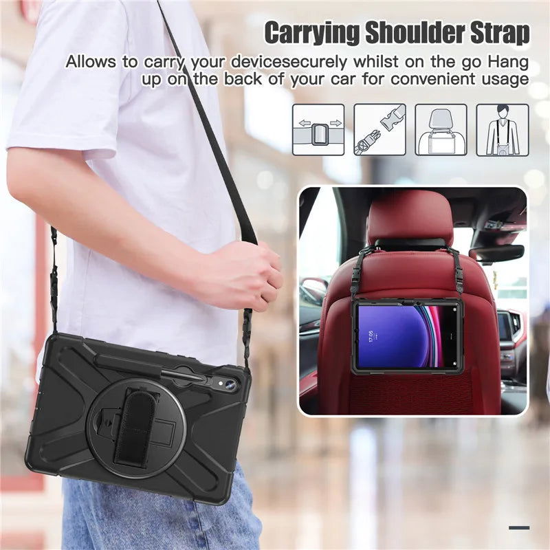Kids Shockproof Tablet Cover For Samsung Galaxy Tab S9 S8 Ultra 14.6 S7 11" Plus FE 12.4 Inch Case Handle Shoulder Strap Funda - Slobuy