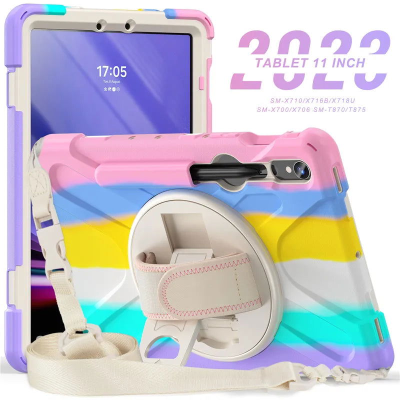 Kids Shockproof Tablet Cover For Samsung Galaxy Tab S9 S8 Ultra 14.6 S7 11" Plus FE 12.4 Inch Case Handle Shoulder Strap Funda - Slobuy