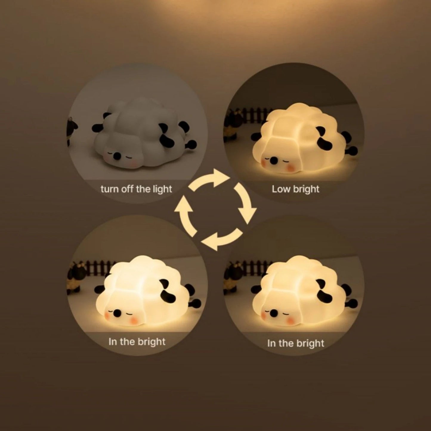 LED Night Lights Cute Sheep Panda Rabbit Silicone Lamp USB Rechargeable Timing Bedside Decor Kids Baby nightlight Birthday Gift - Slobuy