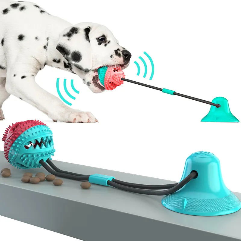 Large Dog Ball Toys Suction Cup Ropes Interactive Leaking Slow Feeder Chew Toy Toothing Clean Golden Retriever Big Pet Supplies - Slobuy