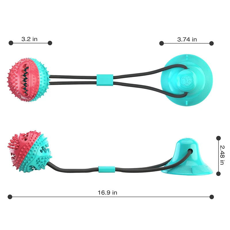 Large Dog Ball Toys Suction Cup Ropes Interactive Leaking Slow Feeder Chew Toy Toothing Clean Golden Retriever Big Pet Supplies - Slobuy
