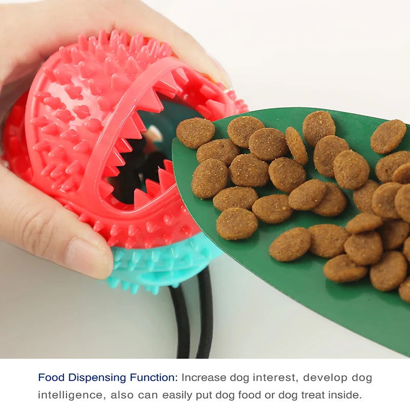Large Dog Ball Toys Suction Cup Ropes Interactive Leaking Slow Feeder Chew Toy Toothing Clean Golden Retriever Big Pet Supplies - Slobuy