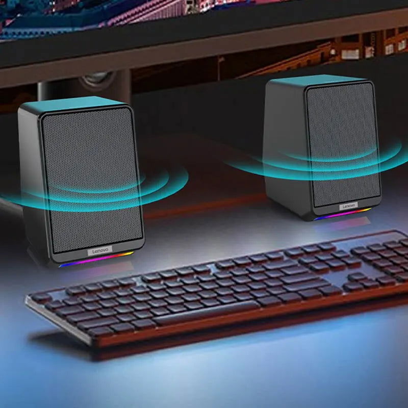 Lenovo TS38 Wired Desktop Speakers 3.5mm USB Stereo Surround Music RGB Gaming Speakers Sound Bar for Computer PC Loudspeakers - Slobuy