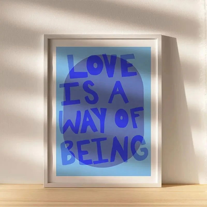 Love Is A Way Of Being Colorful Pink Love Quote Poster Maximalist Wall Art Canvas Painting For Living Room Eclectic Home Decor - Slobuy