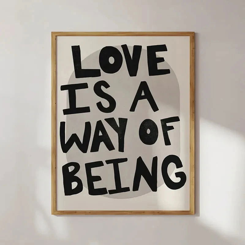 Love Is A Way Of Being Colorful Pink Love Quote Poster Maximalist Wall Art Canvas Painting For Living Room Eclectic Home Decor - Slobuy